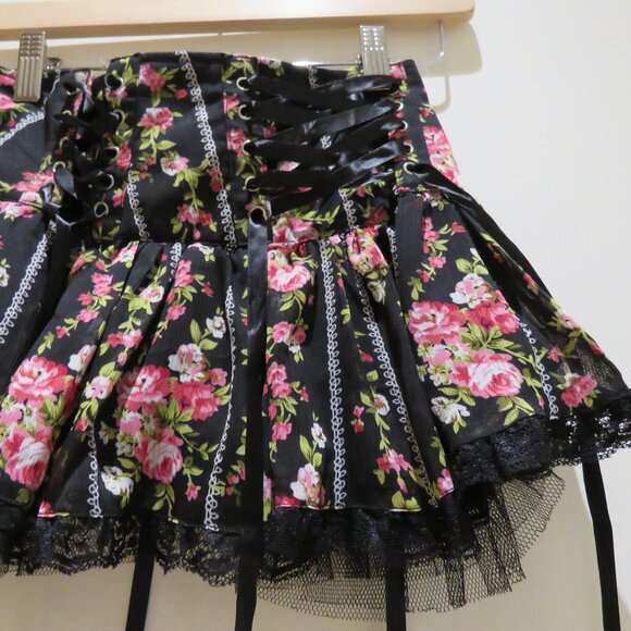HELL BUNNY Mini Rock Edwina Floral Corset Lace Skirt Goth Whimsigoth Vintage Y2K - Picture 9 of 16